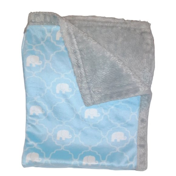 Hudson Baby HB Elephant Blue Gray Plush Security Baby Blanket Lovey 30" X 39" - Picture 2 of 6